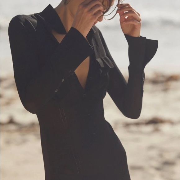 AYA MUSE Amur Mesh Button-Front Collared Maxi Dress Black - Picture 3 of 13